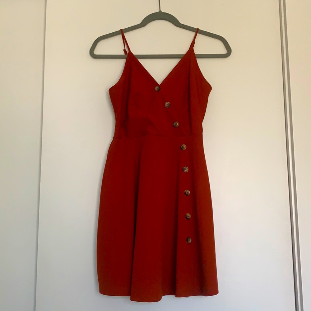 Purple Snow size M burnt orange sundress with button details